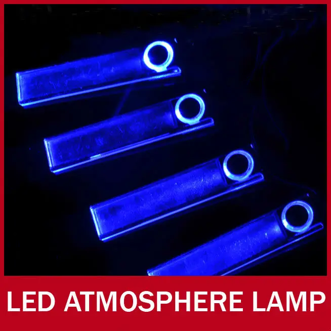 4pcs 1set Blue 12v Charge Led Glow Interior Lighting