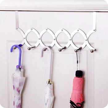 

New stainless Steel Retractable over door hooks for clothes hangers Hanging Coat Hooks key holder storage rack home organizer
