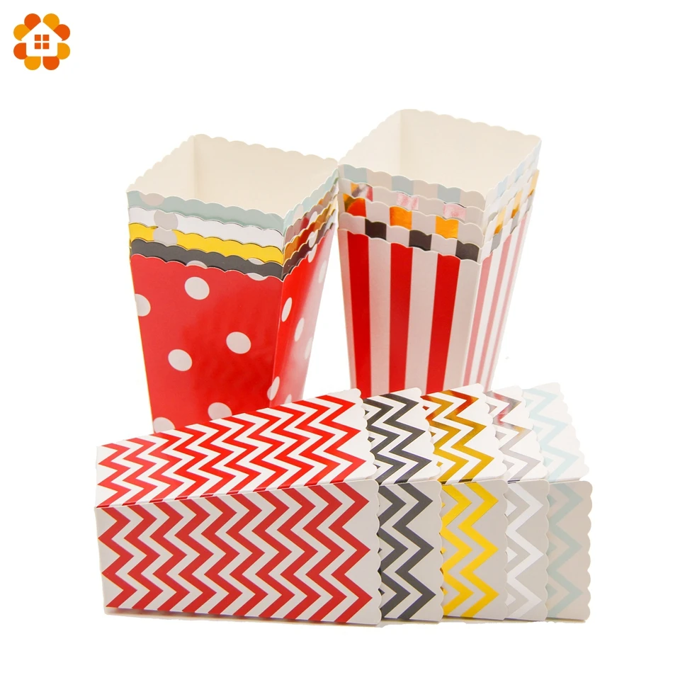 

12PCS/Lot Popcorn Box Mutil Style Theme Party Decoration For kids Happy Birthday Christmas Wedding Party Baby Shower Supplies