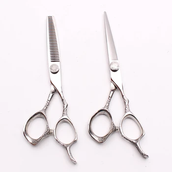 

6" 17.5cm 440C Engraving Logo Shiny Hairdressing Scissors Thinning Scissors Cutting Shears Professional Hair Scissors Set C9001