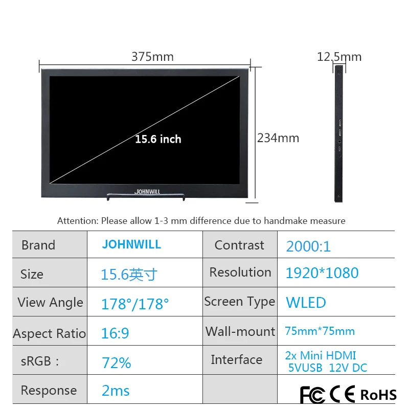 15,6 "1920x1080 ips тонкий портативный игровой монитор 10 Мульти-сенсорный экран ЖК-монитор с разъемом HDMI дисплей для Raspberry PS4 playstadi4