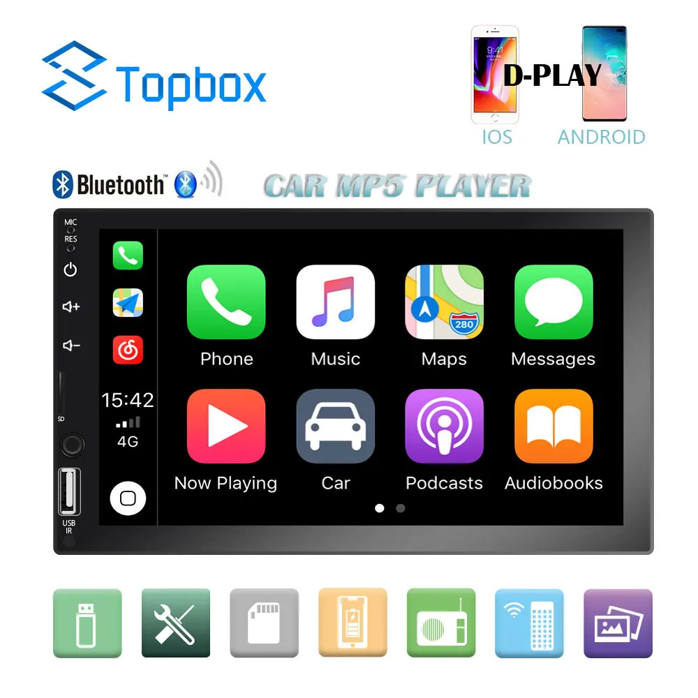

Topbox Universal 2 Din Car Stereo Radio 7'' HD Touch Screen Video Car Multimedia Player Autoradio Bluetooth Auto Radio