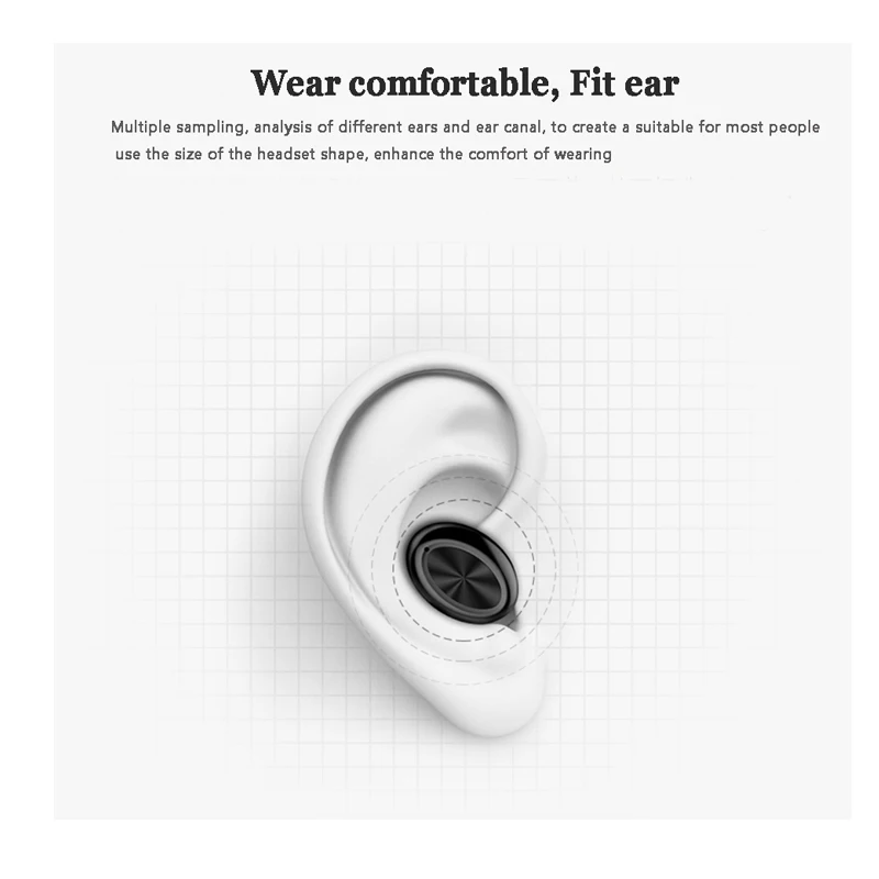 TEBAURRY New Invisible Wireless Bluetooth Earphone Mini Bluetooth Headset Wireless In Ear Earpiece with Microphone for phone