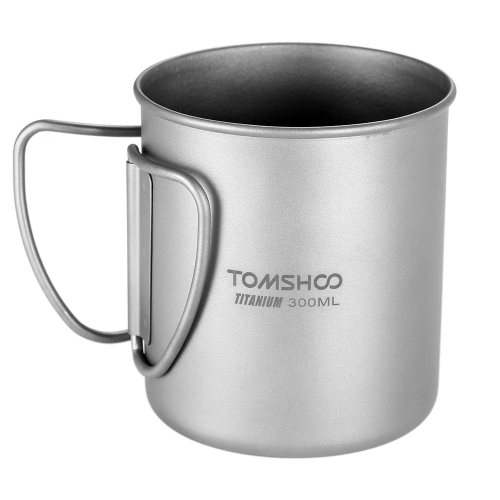 

TOMSHOO 300ml Titanium Cup Outdoor Portable Camping Water Cup Picnic Water Cup Mug Tableware with Foldable Handle