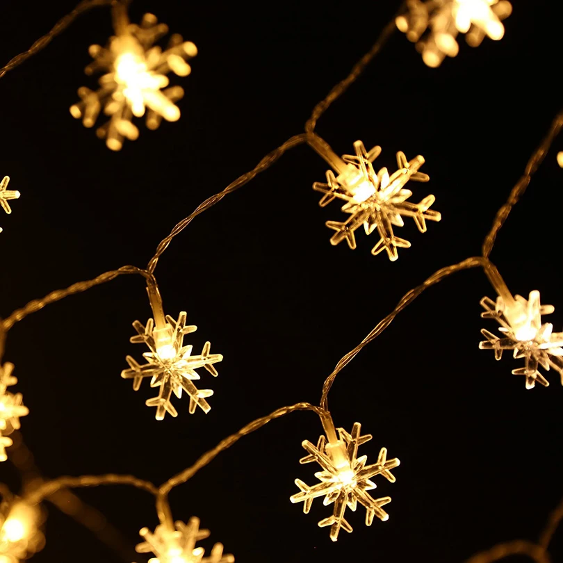 10 м 100 светодиодный снег строка огни Водонепроницаемый Рождество украшение Снежинка гирляндой для свадьбы праздничное фестиваль домашний
