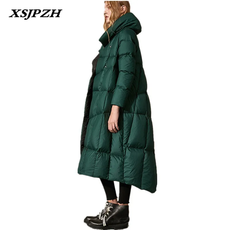 Xsjpzh 2018 Новинка зимы Для женщин пуховик модные сапоги выше колен плащ пальто