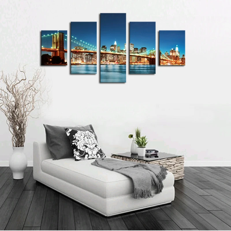 2017 High Quality Beautiful Foreign Bridges Nightsacpe Modern Wall Paintings On Canvas Bridge Architecture Oil Painting Decor | Дом и сад