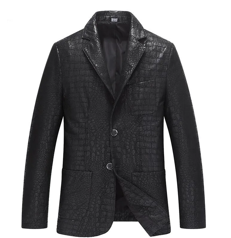 

New arrivals Genuine leather jackets men Crocodile pattern Sheepskin Simple leather coats Slim Fashion male jacket