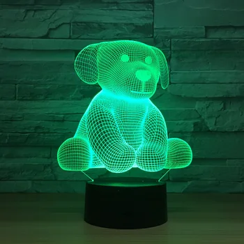 

7 color cute puppy 3D night light LED visual stereo light touch atmosphere light 1190