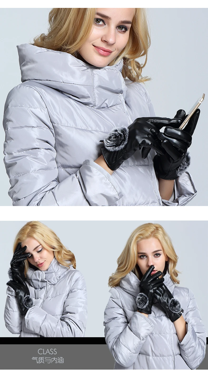 Варежки женские осенние и зимние теплые сенсорный экран Перчатки искусственная кожа корейский мех кролика мяч плюс бархат утолщение