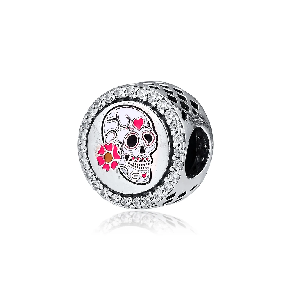 

DIY Fits for Pandora Charms Bracelets Day OF The Dead Beads 100% 925 Sterling-Silver-Jewelry Free Shipping