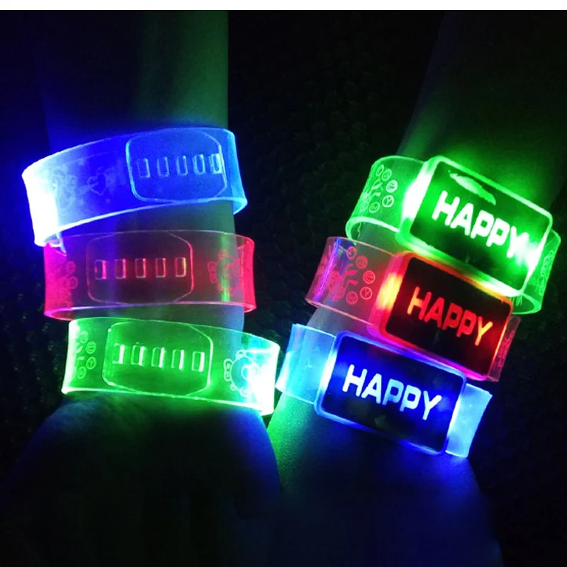 Electric Light Up Luminous Flashing Happy Bracelet Festival Rave Children Watch Led Lighting Up Toys for Kids Children Christmas