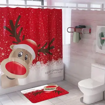 

Bathroom Waterproof Shower Curtain Christmas Decoration For Home 2019 Christmas Ornament Navidad Noel 2020 New Year Decor Home
