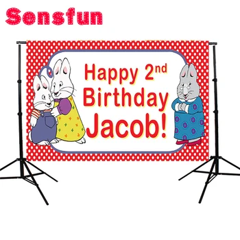

Sensfun Cartoon Max and Ruby Birthday Party Backdrops Children Custom Photo Background 7x5ft Vinyl
