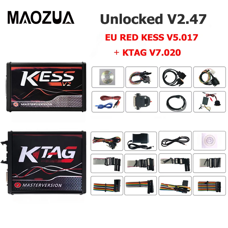 

DHL Free Online V2.47 KESS V2 V5.017 EU Red ECM Titanium KTAG V7.020 4 LED ECU Manager Tuning Kit OBD2 Car/Truck Programmer Tool