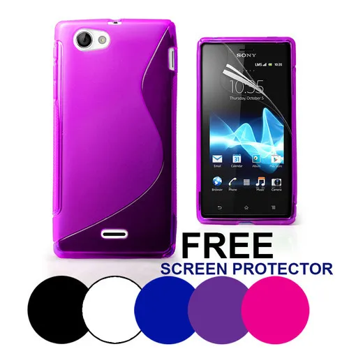 new S Line Wave Gel Cover For Sony ST26i for Xperia J Soft Silicone Case+ Screen Protector |
