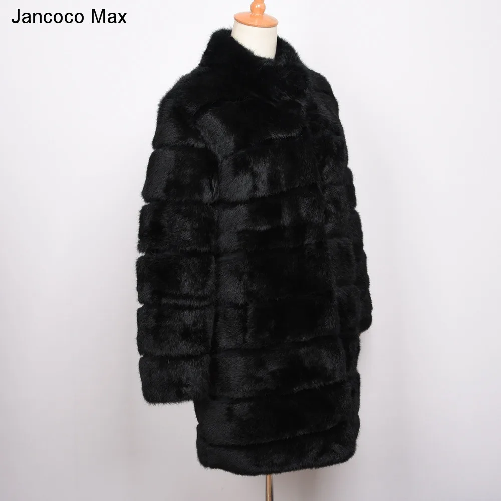 Женское длинное меховое пальто Jancoco Max теплая мягкая куртка из натурального