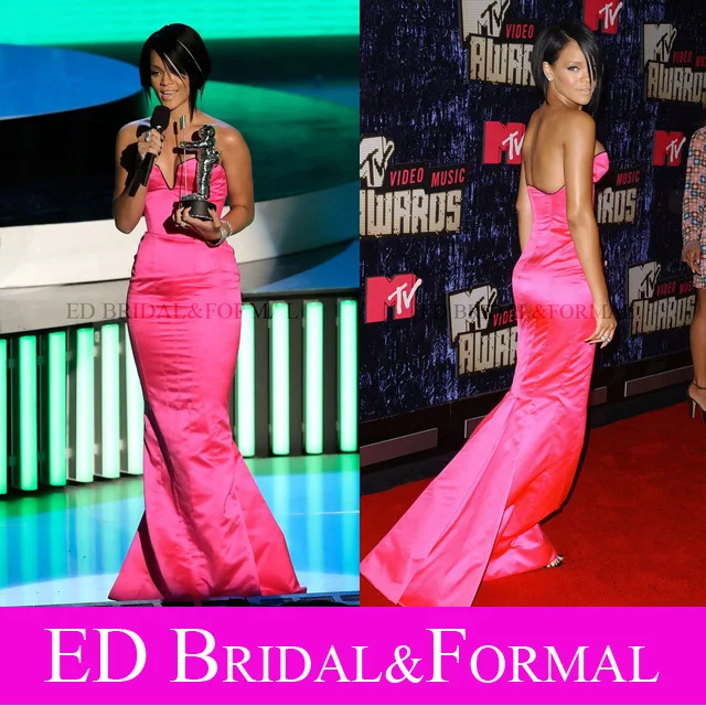 Rihanna Dress Mermaid Fuchsia Satin MTV 