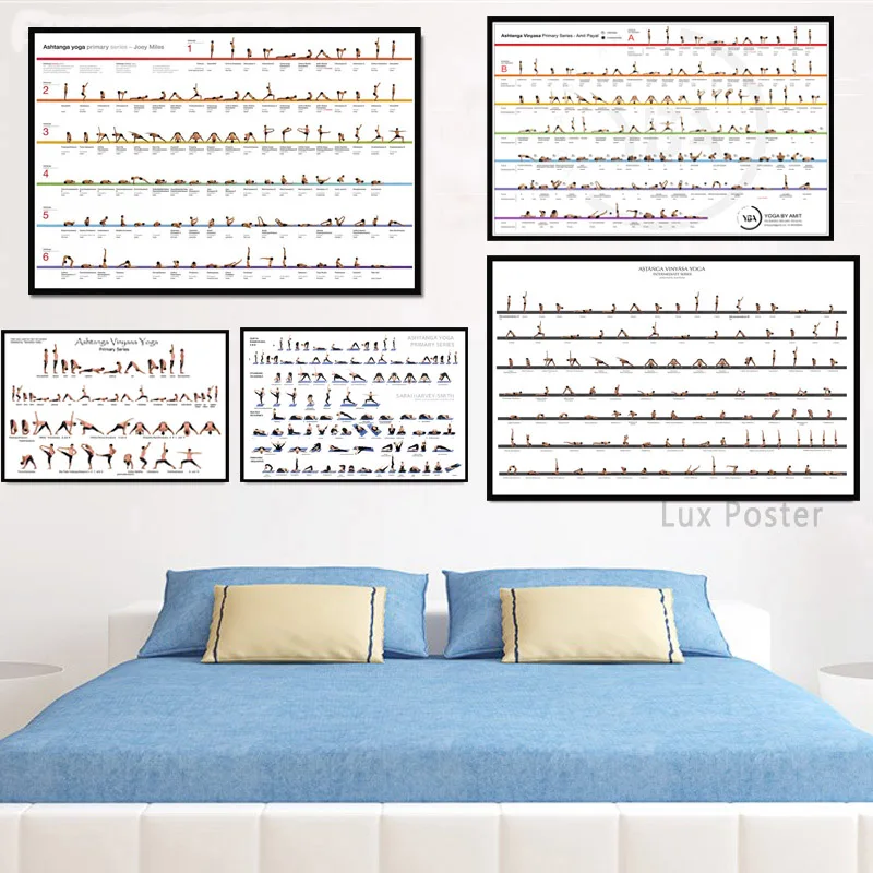 

Hot Yoga Ashtanga Primary Chart Pose Home Exercise Gym Poster Wall Art Canvas Painting Wall Pictures For Living Room Home Decor