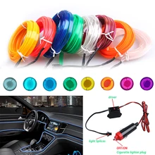 1m/3m/5m Car 12V LED Cold lights Flexible Neon EL Wire Auto Lamps on Car Cold Light Strips Line Interior Decoration Strips lamps