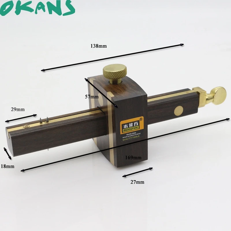 8 Inch Ebony Deluxe British Marking Gauge Wood Scribe Mortise Gauge