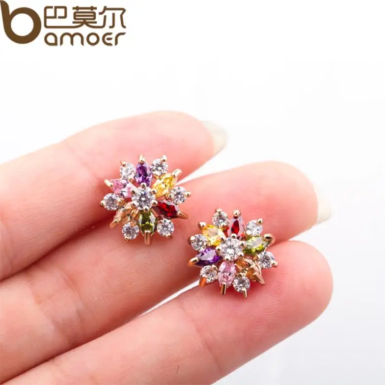 Bamoer Gold Color Star Stud Earrings With Multicolor Zircon Bamoer Gold Color Star Stud Earrings With Multicolor Zircon Stone For Women Birthday Gift Jewelry Jie018 In From Accessories On