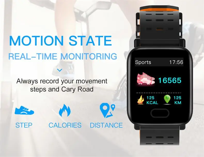 A6 Смарт часы носимые устройства IP67 Водонепроницаемый Bluetooth Шагомер монитор сердечного ритма цветной дисплей SmartWatch для Android/IOS