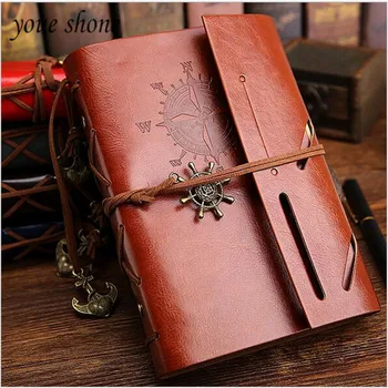 

Retro pirate ships loose leaf travel diaries Notepad notebooks and journals travelers Leather like material Office supplies