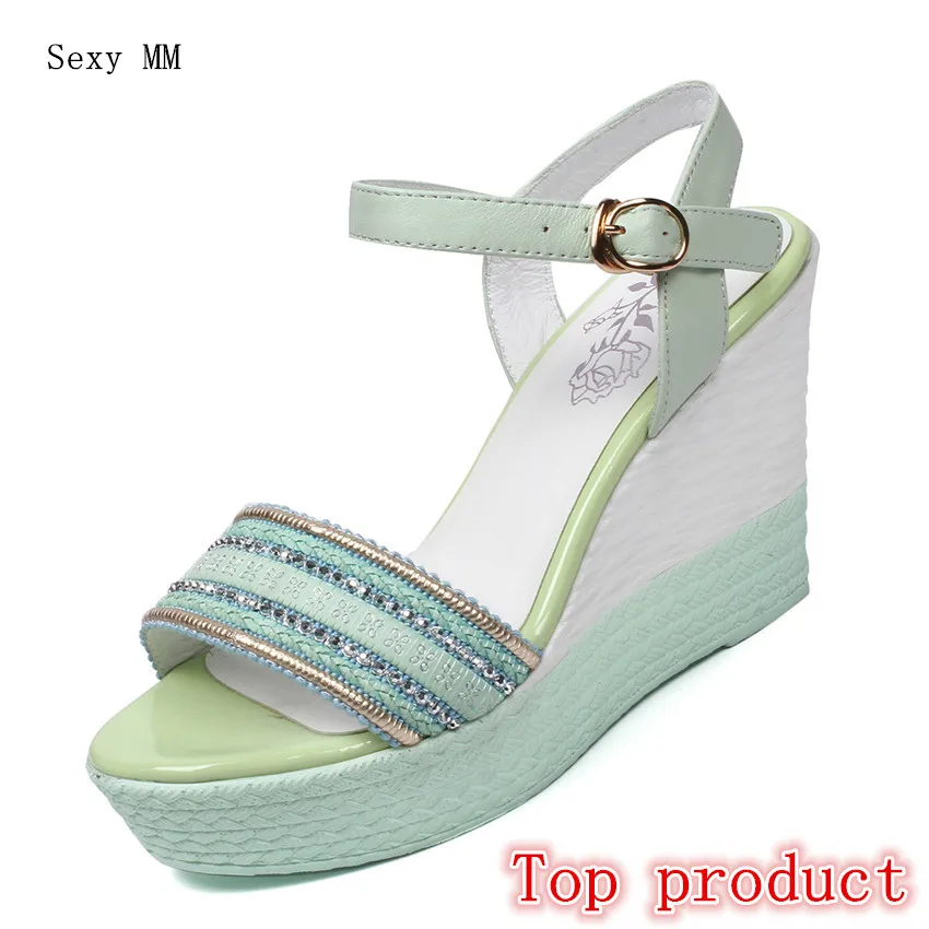 

Genuine Leather Women Platform High Heel Wedge Gladiator Sandals Shoes Woman High Heels Wedges Sandals Plus Size 33-40