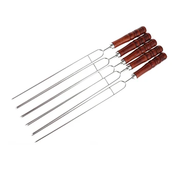 

5 Pcs Stainless Steel Skewer Flat Meat Barbecue Skewer Camping Catering Barbecue Tool Set Outdoor Travel