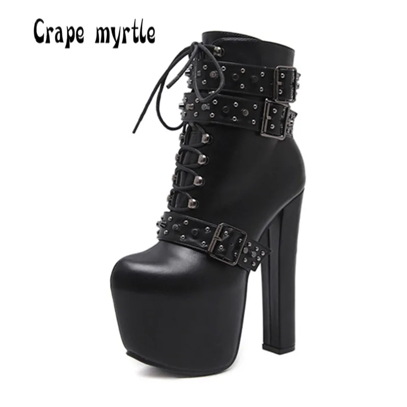 wedge heel motorcycle boots