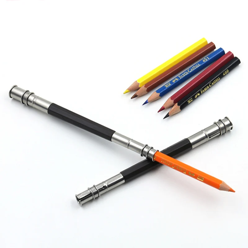 

Korean Stationery Kawaii Cute Metal Stainless Steel Double Pencil Extender Pen Holder Carbon Rod Sketch Pencil Extension Rod