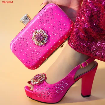 

OLOMM New shoes and Bag Sets for Women Italian Shoes with Matching Bags for Women African Shoes and Bag Set for Party N1-19