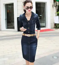 2018 Denim Feminino Vestido Bandage Sexy Magro Mulheres Vestidos Manga Comprida Mid-Calf Vestidos Mujer Femme Robe Ocasional 6792