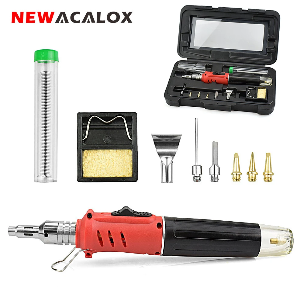 NEWACALOX самовоспламенения 10 в 1 бутан газовый паяльник Набор 26 мл беспроводной