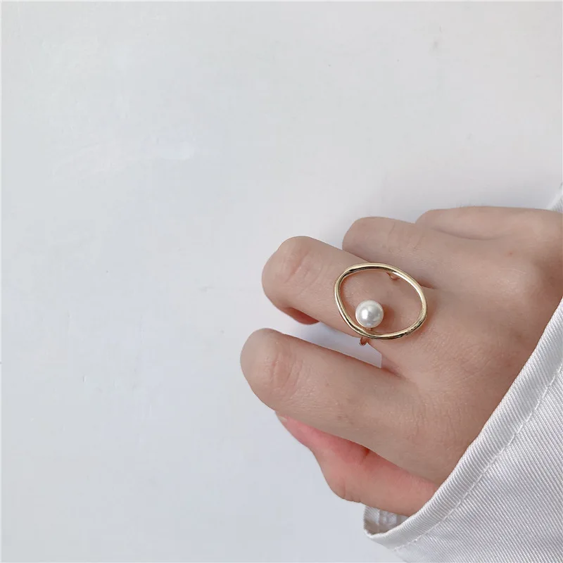 Корейские жемчужные овальные Модные кольца для женщин, индивидуальное просвечивающее простое кольцо, ювелирное изделие, шикарное ювелирное изделие