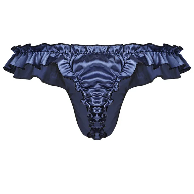 Hot Sexy Mens Satin Underwear T Back Sissy Panties Grid Thong Seamless Enhance Pouch GayBikini Briefs Pants Mens Underwear -