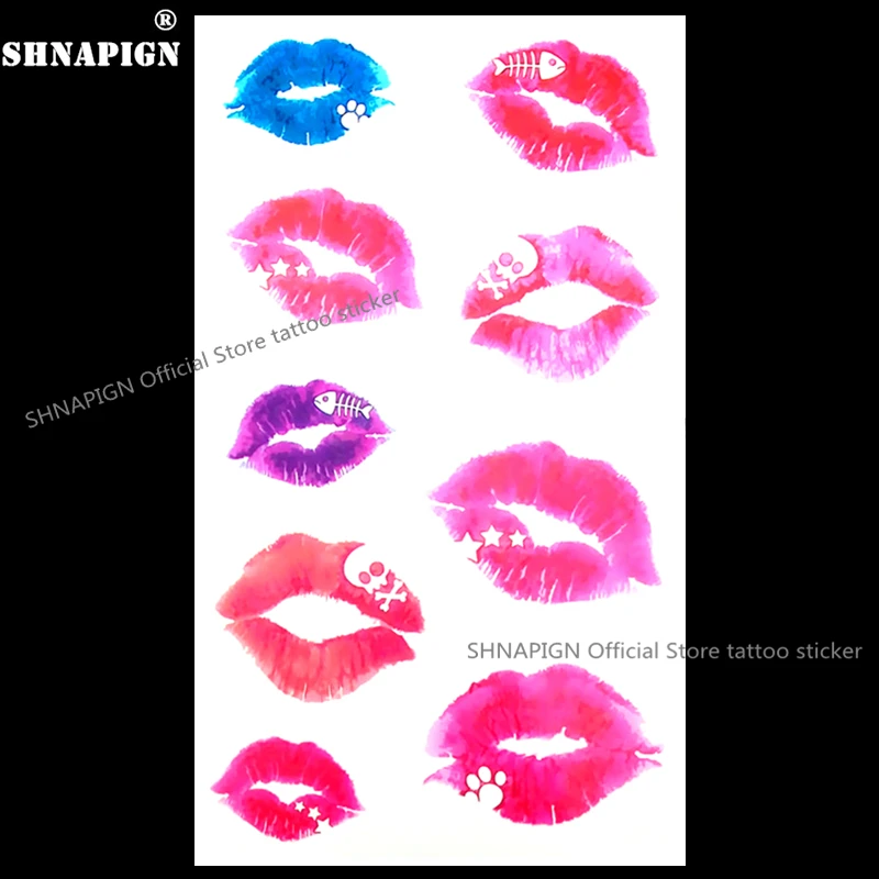 

SHNAPIGN Sexy Hot Lips Temporary Tattoo Body Art Arm Flash Tattoo Stickers 17*10cm Waterproof Fake Henna Painless Tattoo Sticker