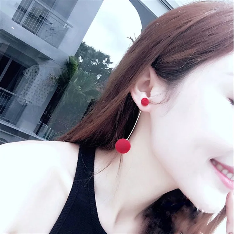 M MISM Earings модные ювелирные изделия плюшевые двойные шаровые серьги капельки для