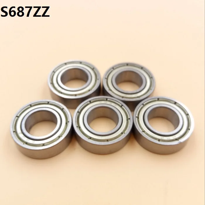 

50pcs/lot S687ZZ S687 ZZ ABEC-5 7x14x5 mm Stainless Steel bearing deep groove ball bearings Miniature Mini bearing 7*14*5