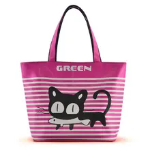 Милый Кот Мумия спальный мешок хозяйственная сумка с изображением мультипликационных героев для Для женщин детская Оксфордский обед сумка-тоут с застежкой-молнией, изоляция коробочки для обеда в полоску Сумки из натуральной кожи