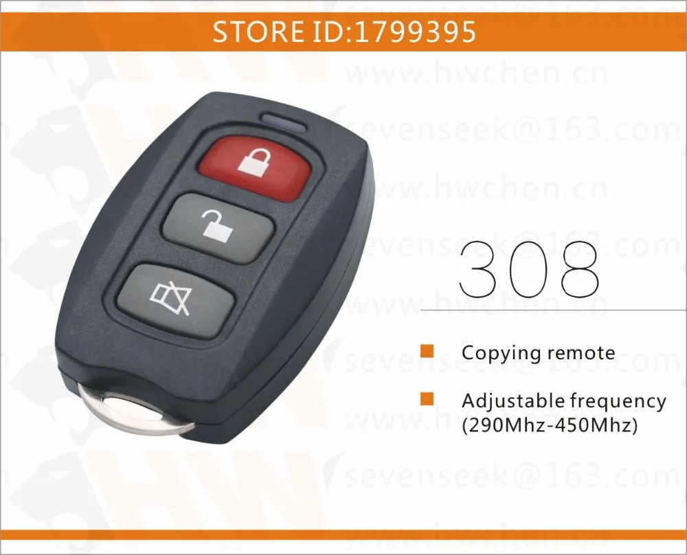 

NEWEST 4 Channel Cloning Garage Door Remote Control with Fixed face to face copy adjustable MHZ 308 10PCS