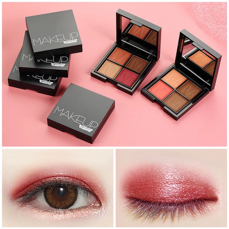 

New product 4 Color Matte Glitter Eyeshadow Palette Cosmetics Makeup Smoky Shining Eye Shadow Lasting waterproof No leg color