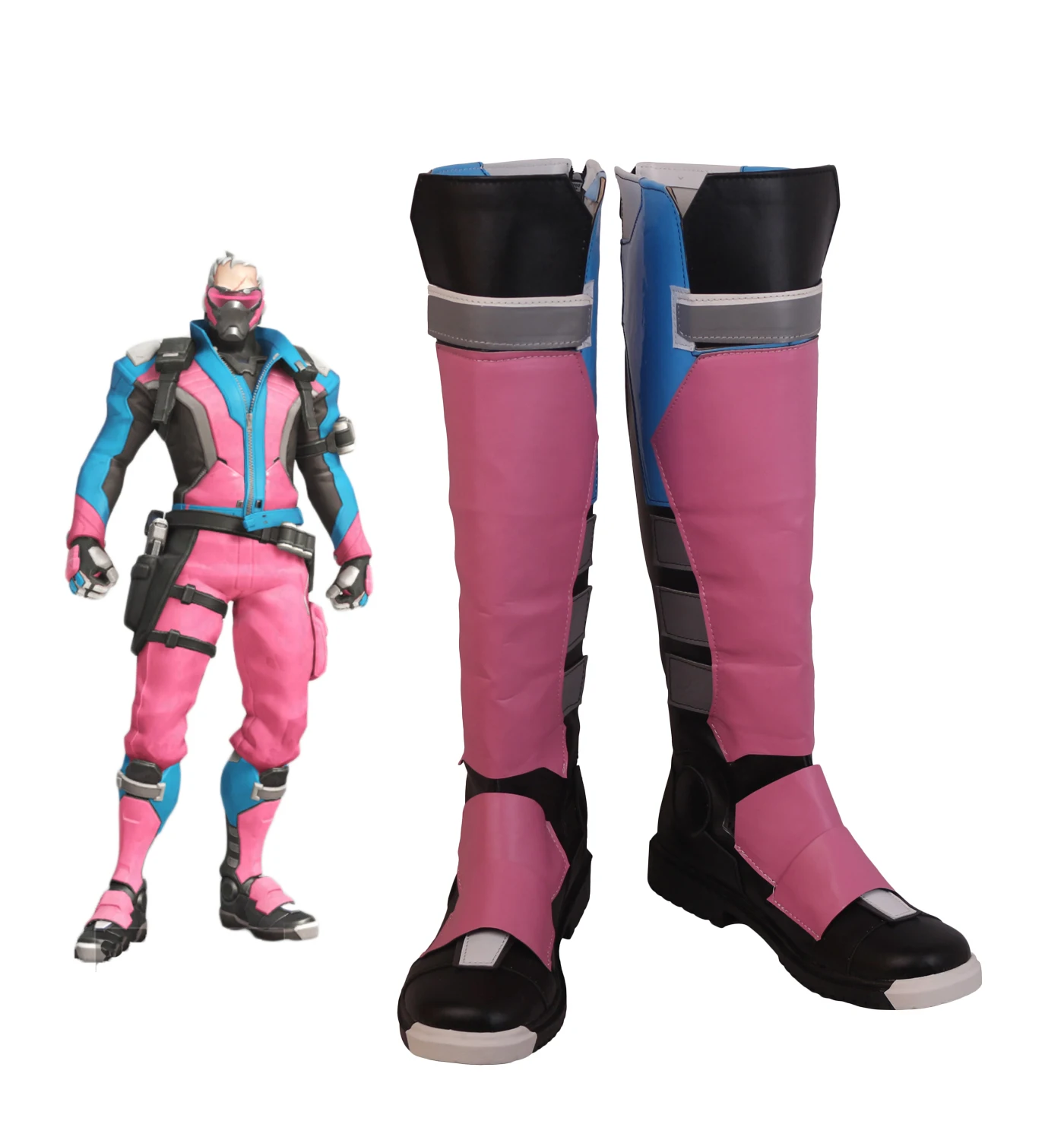 

Обувь для косплея OW Soldier 76, розовые сапоги для косплея, обувь для Хэллоуина, карнавала, вечерние, на заказ