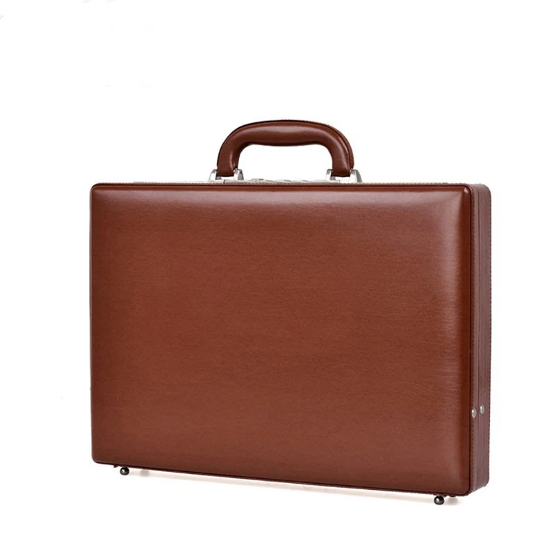

Piaoruxu Luxury Bonded Leather Briefcase Extensible Laptop Case Men Fashion Suitcases Password Cash Case Document Bag Black Hot