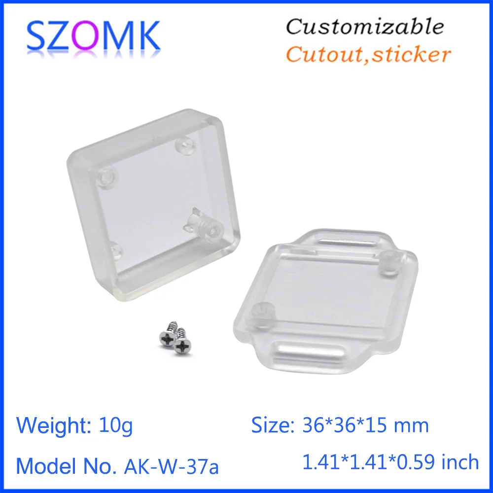 10 шт. 36*36*15 мм настраиваемый полупрозрачный пластиковый корпус прибора pcb небольшая распределительная коробка пластиковый корпус управления