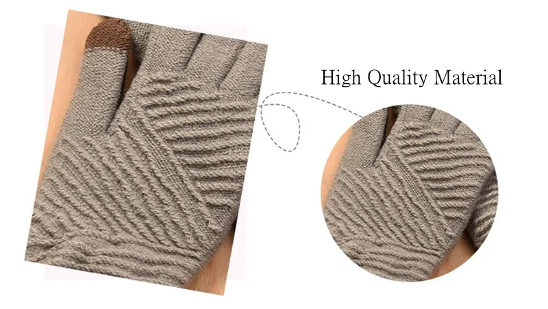 Women Gloves Winter Woolen Knitted Gloves Touch Screen Mittens Keep Warm Female Winter Full Finger Stripe Gloves Fashion Autumn -