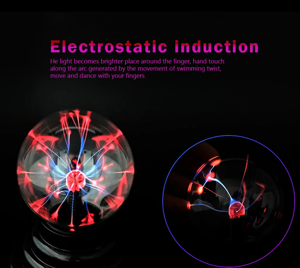 3 дюймов магический плазменный шар лампа USB электростатического Сфера лампочки Материал сенсорный Ночник Новинка светодиодные настольные лампы декоративные светильники освещения