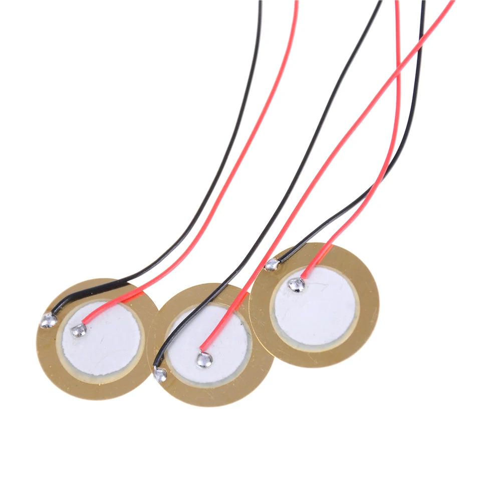10 шт./лот 20 мм пьезо керамические элементы эхолот сенсор триггер барабанный диск+ провод медь пьезоэлектрический зуммер медь