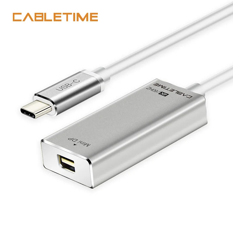 

Cabletime USB C Mini DisplayPort Adapter USB 3.1 Type C to Mini DP Male to Female 4K 60Hz Converter Cable For Samsung HDTV N128